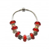 Pandora DIY Bracelet Red And Silver Glass