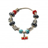 Pandora DIY Bracelet Black Beads And Silver Pendants